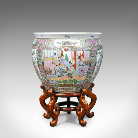 Vintage Fish Bowl on Stand, Jardiniere, Plant, Ceramic, Pot, Mid 20th Century - London Fine Antiques