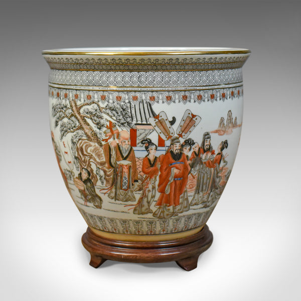 Vintage Fish Bowl on Stand, Plant Jardiniere, Chinese, Ceramic Pot, Mid C20th - London Fine Antiques