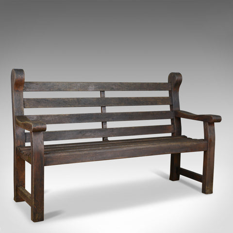 Vintage Garden Bench, English, Hardwood, Seat, Late 20th Century, Seats 3 or 4 - London Fine Antiques