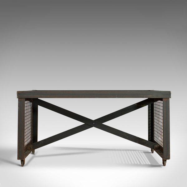 Vintage Industrial Coffee Table, English, Foundry Steel, Oak, 20th Century - London Fine Antiques