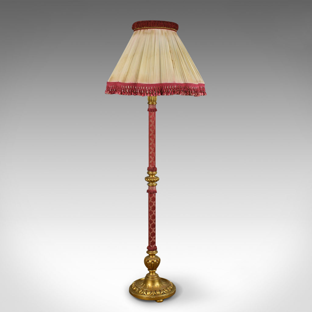 Standard Lamp, Vintage Italian Fabric and Gilt Floor Standing Light, Circa 1940 - London Fine Antiques