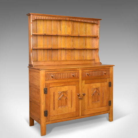 Vintage Kitchen Dresser, English, Oak, Mid-20th Century Victorian Gothic Revival - London Fine Antiques