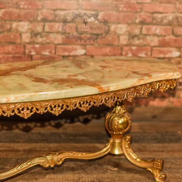 Mid Century Gilt Metal & Marble Coffee Table - London Fine Antiques