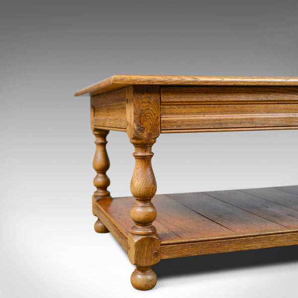Vintage Oak Coffee Table, English, Drawers, Late 20th Century - London Fine Antiques