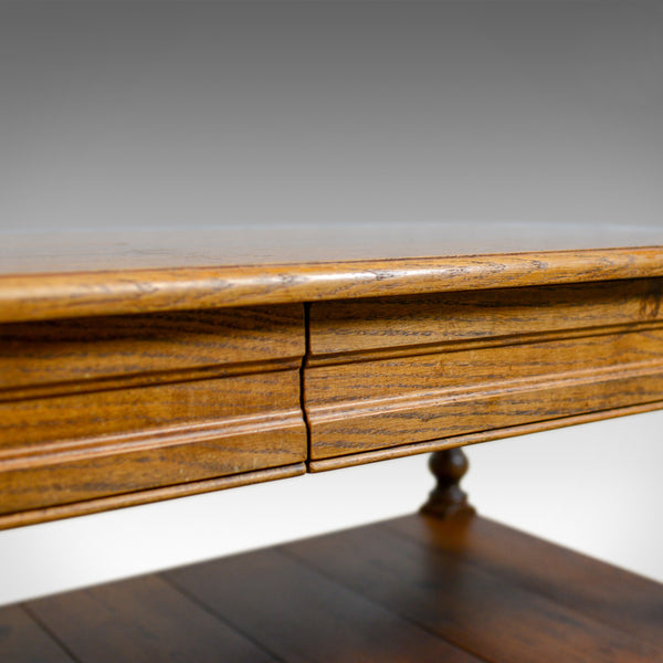 Vintage Oak Coffee Table, English, Drawers, Late 20th Century - London Fine Antiques
