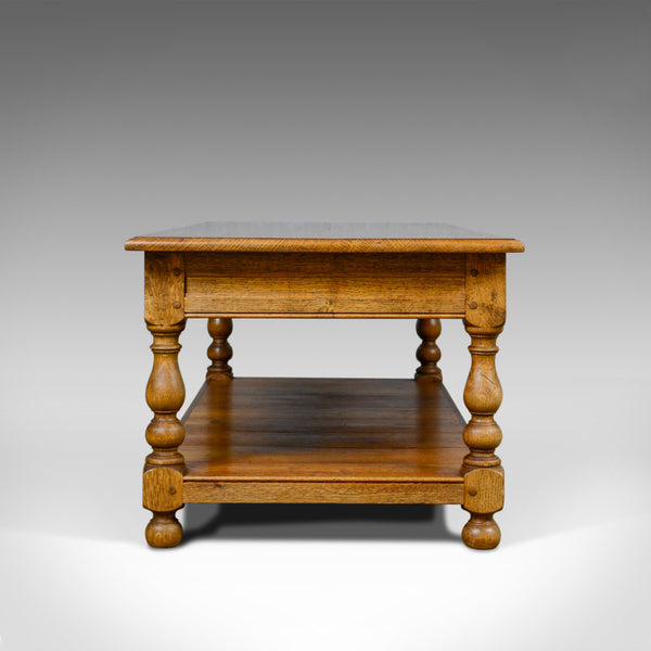 Vintage Oak Coffee Table, English, Drawers, Late 20th Century - London Fine Antiques