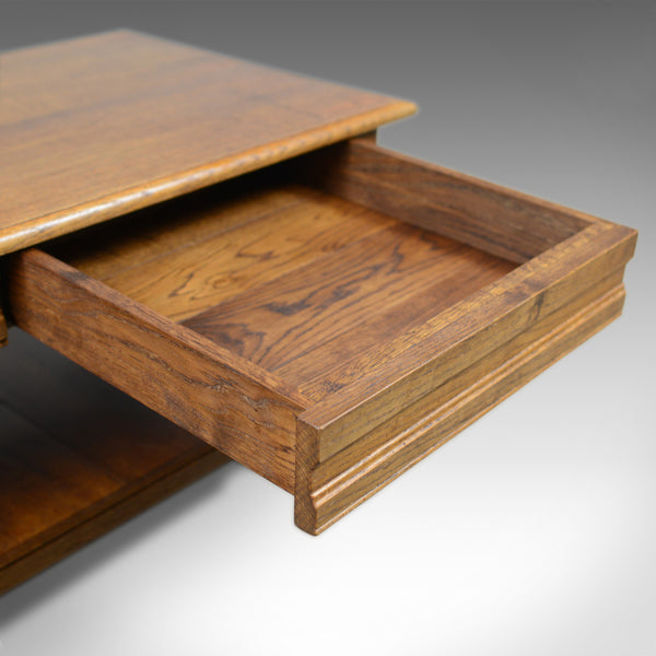 Vintage Oak Coffee Table, English, Drawers, Late 20th Century - London Fine Antiques