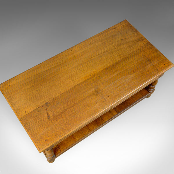 Vintage Oak Coffee Table, English, Drawers, Late 20th Century - London Fine Antiques