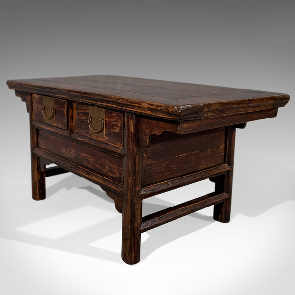 Vintage Oriental Coffee Table, Mid 20th Century, Pine, Low with Drawers - London Fine Antiques