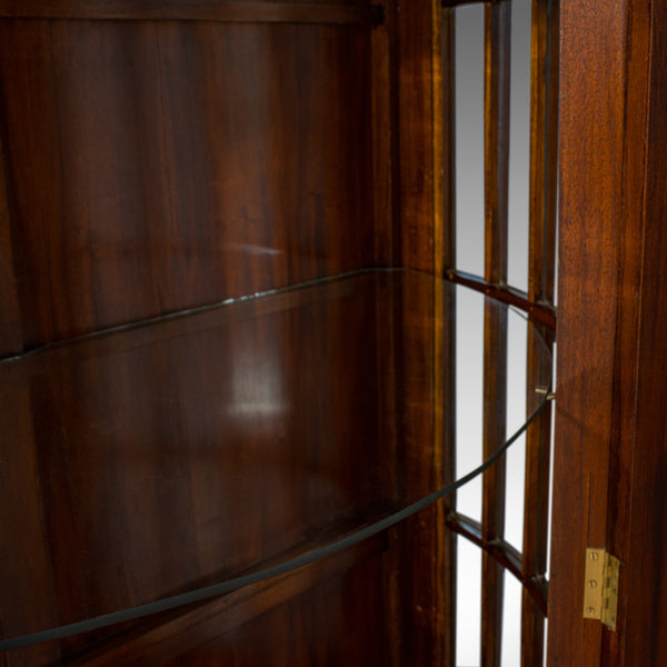 Vintage Pair of Demi-Lune Display Cabinets, Mahogany, Bow-Front, Glazed, C20th - London Fine Antiques