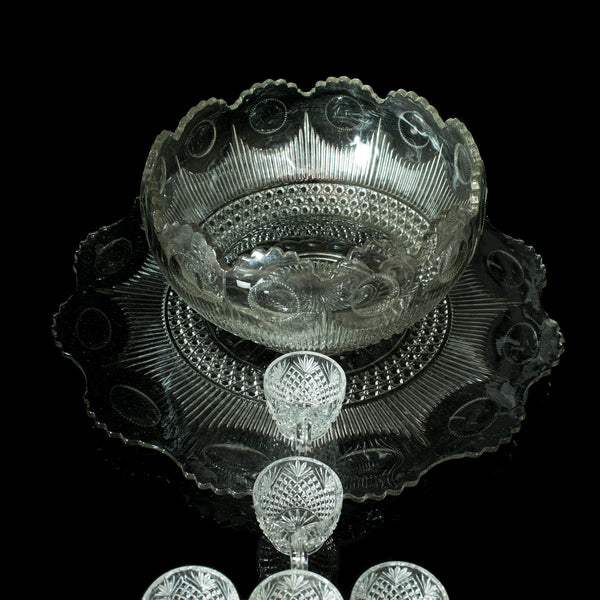 Vintage Punch Bowl, Set of Ten Cups, English, Mid 20th Century - London Fine Antiques