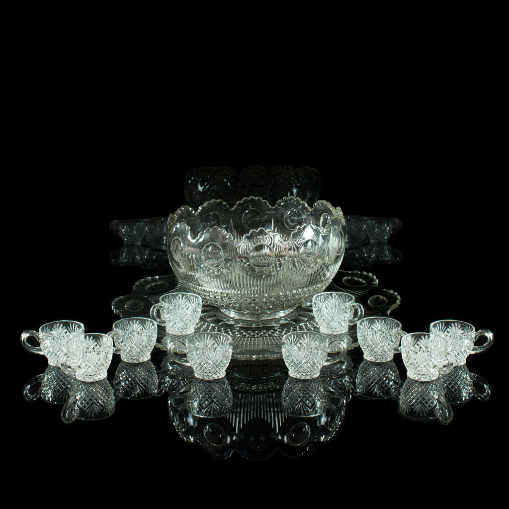 Vintage Punch Bowl, Set of Ten Cups, English, Mid 20th Century - London Fine Antiques