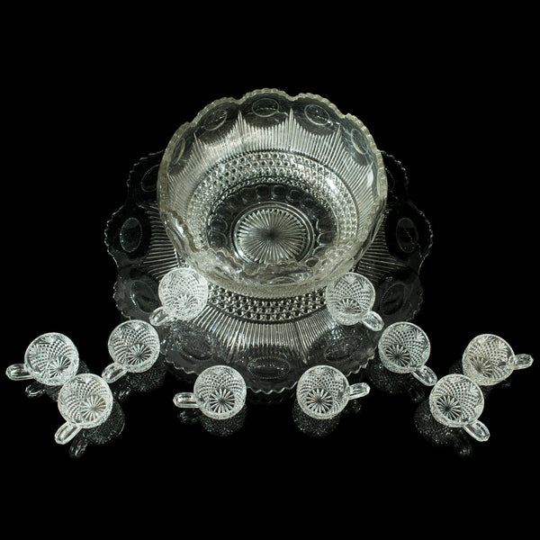 Vintage Punch Bowl, Set of Ten Cups, English, Mid 20th Century - London Fine Antiques