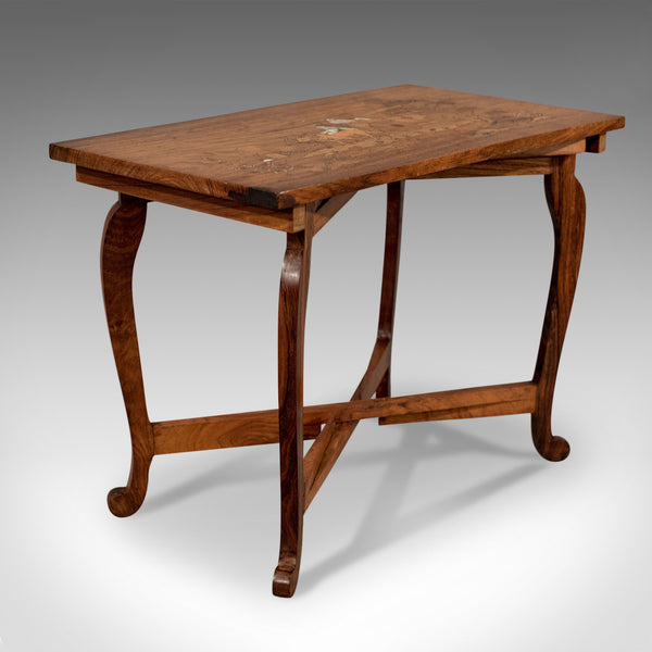 Vintage Side Table, Rosewood, Folding, Marquetry, Low, Mid 20th Century - London Fine Antiques