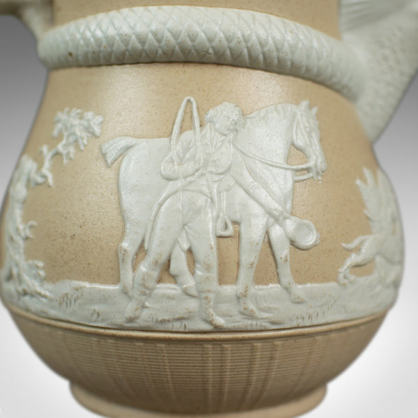 Vintage Sprig-Moulded Stoneware Jug, Decorative, Jasperware Taste, Late C20th - London Fine Antiques