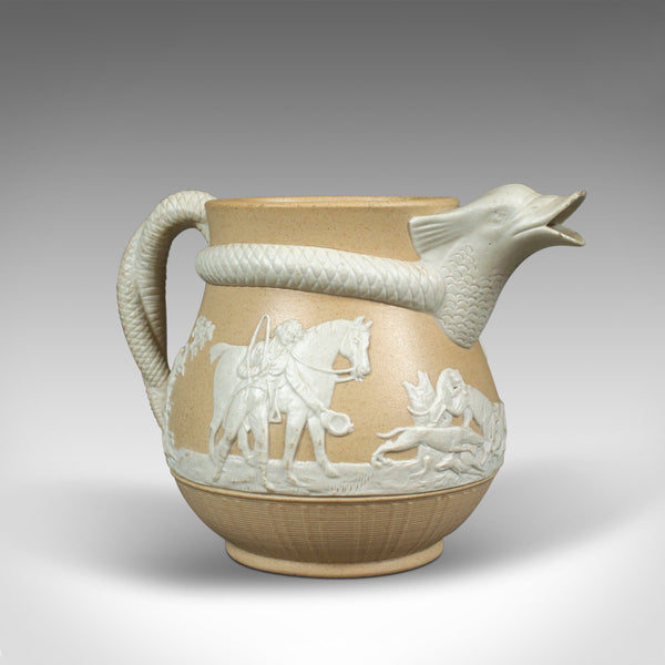 Vintage Sprig-Moulded Stoneware Jug, Decorative, Jasperware Taste, Late C20th - London Fine Antiques