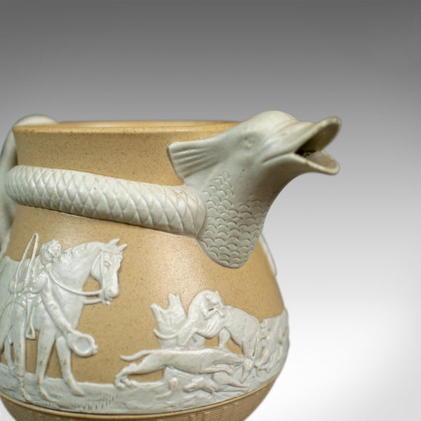 Vintage Sprig-Moulded Stoneware Jug, Decorative, Jasperware Taste, Late C20th - London Fine Antiques