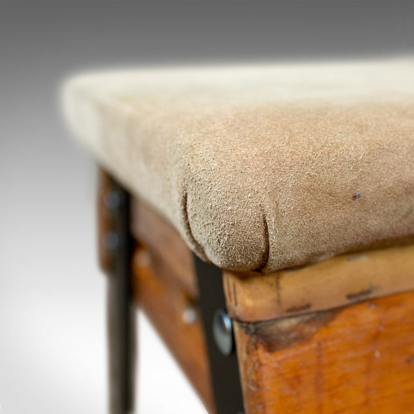 Vintage Suede Top Bench, Vaulting Horse, Three Seat, Kitchen, Mid Century Chic - London Fine Antiques