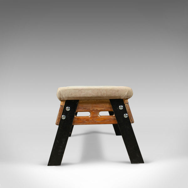 Vintage Suede Top Bench, Vaulting Horse, Three Seat, Kitchen, Mid Century Chic - London Fine Antiques
