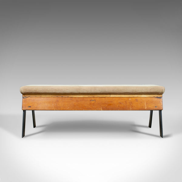 Vintage Suede Top Bench, Vaulting Horse, Three Seat, Kitchen, Mid Century Chic - London Fine Antiques