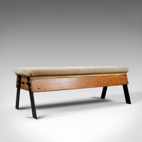 Vintage Suede Top Bench, Vaulting Horse, Three Seat, Kitchen, Mid Century Chic - London Fine Antiques