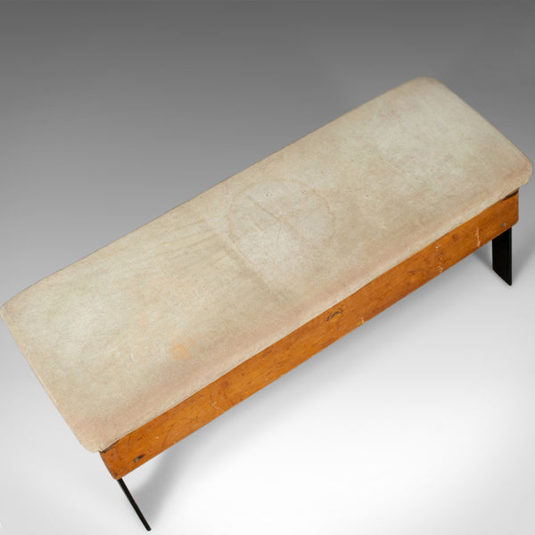 Vintage Suede Top Bench, Vaulting Horse, Three Seat, Kitchen, Mid Century Chic - London Fine Antiques