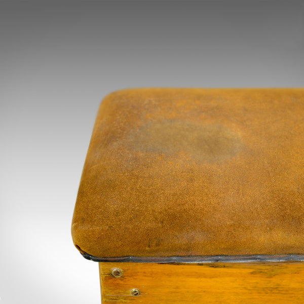 Vintage Suede Top Bench, Vaulting Horse Three Seat, Mid Century Chic - London Fine Antiques