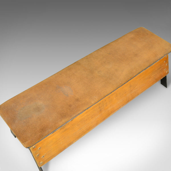 Vintage Suede Top Bench, Vaulting Horse Three Seat, Mid Century Chic - London Fine Antiques