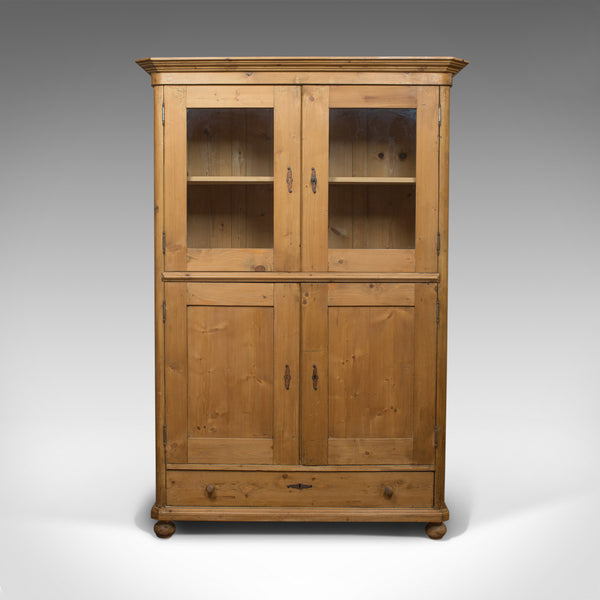 Vintage Two Door Bookcase, Cabinet, French, Pine, Cupboard, Circa 1960 - London Fine Antiques