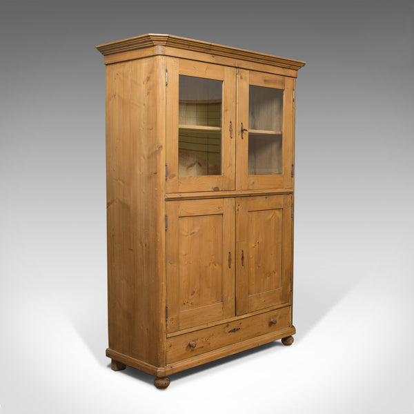 Vintage Two Door Bookcase, Cabinet, French, Pine, Cupboard, Circa 1960 - London Fine Antiques