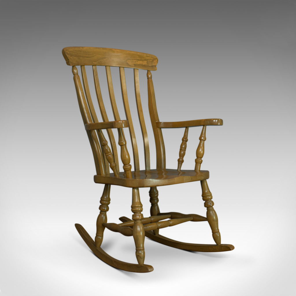 Vintage Windsor Rocking Chair, English, Beech, Armchair, Late C20th - London Fine Antiques