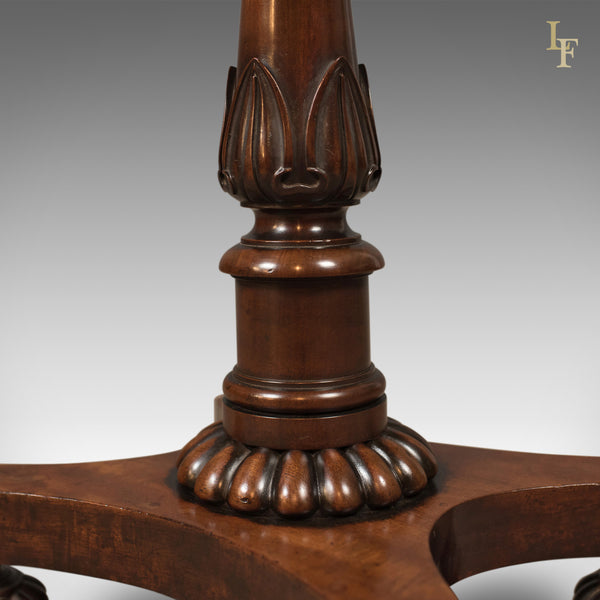 William IV Antique Teapoy, English Flame Mahogany, Side Table, c.1835 - London Fine Antiques