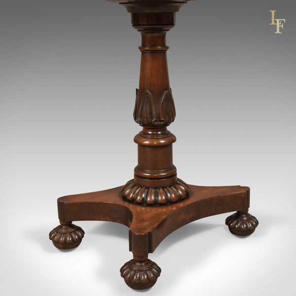 William IV Antique Teapoy, English Flame Mahogany, Side Table, c.1835 - London Fine Antiques