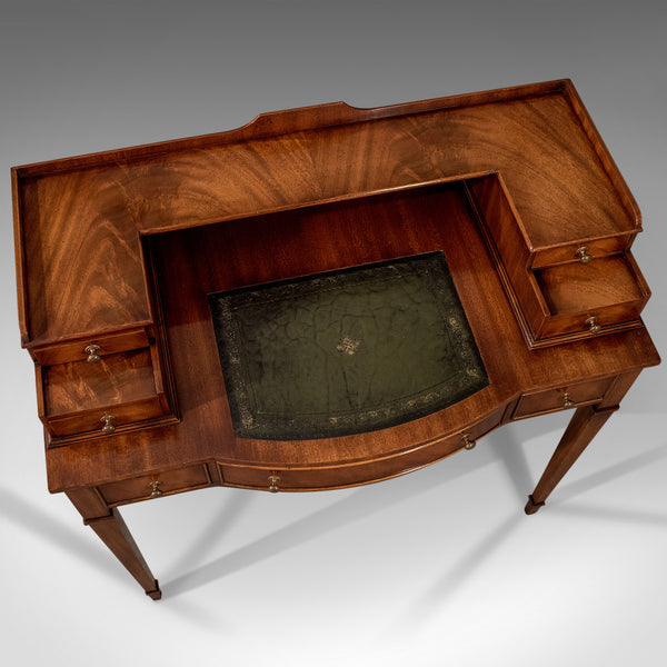 Writing Desk, Antique Sheraton Taste, Mahogany, Leather Top, Table, Bureau C20th - London Fine Antiques