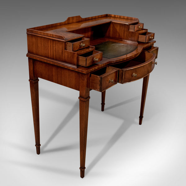 Writing Desk, Antique Sheraton Taste, Mahogany, Leather Top, Table, Bureau C20th - London Fine Antiques