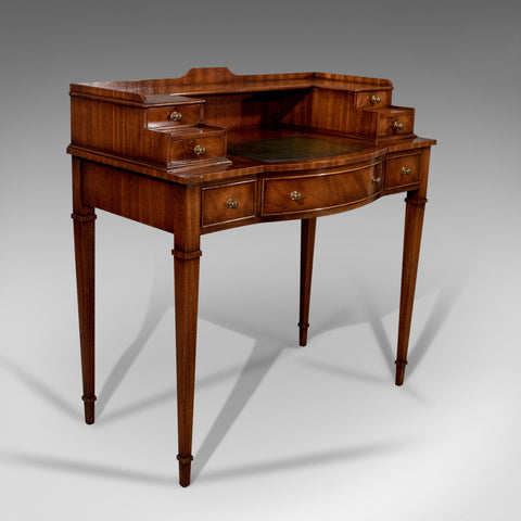 Writing Desk, Antique Sheraton Taste, Mahogany, Leather Top, Table, Bureau C20th - London Fine Antiques