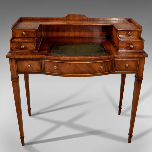 Writing Desk, Antique Sheraton Taste, Mahogany, Leather Top, Table, Bureau C20th - London Fine Antiques