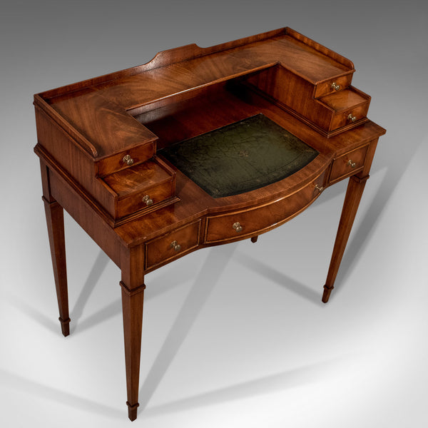 Writing Desk, Antique Sheraton Taste, Mahogany, Leather Top, Table, Bureau C20th - London Fine Antiques