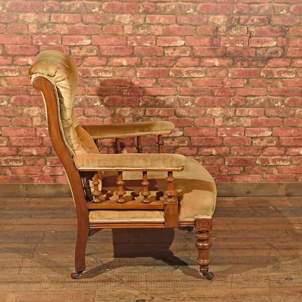 Victorian Walnut Armchair, Upholstered, c.1880 - London Fine Antiques