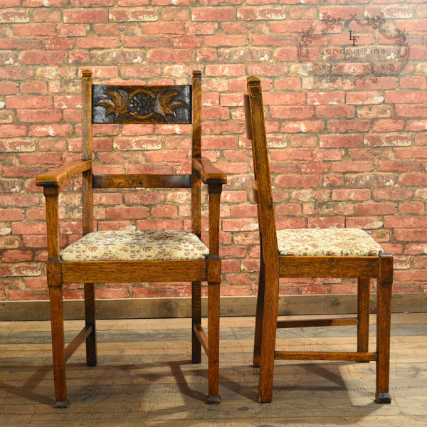 Arts & Crafts Dining Table & 6 Chairs - London Fine Antiques