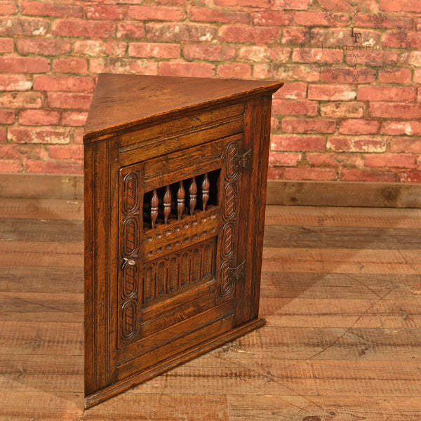 Small Edwardian Corner Cabinet, Jacobean Revival - London Fine Antiques