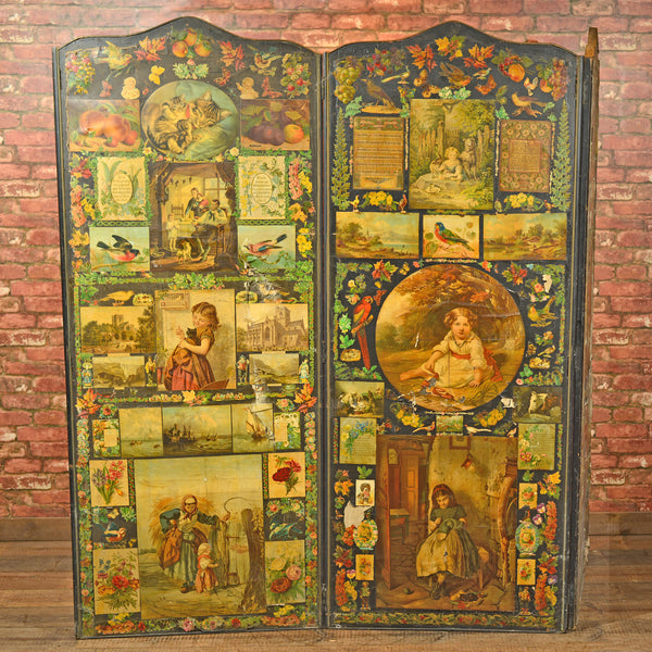 Victorian Scrap Screen, 3 Fold Panel, c.1900 - London Fine Antiques