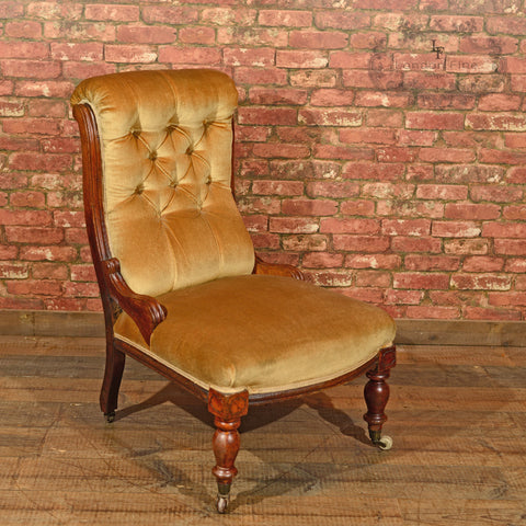 Victorian Walnut Side Chair, Upholstered, c.1880 - London Fine Antiques